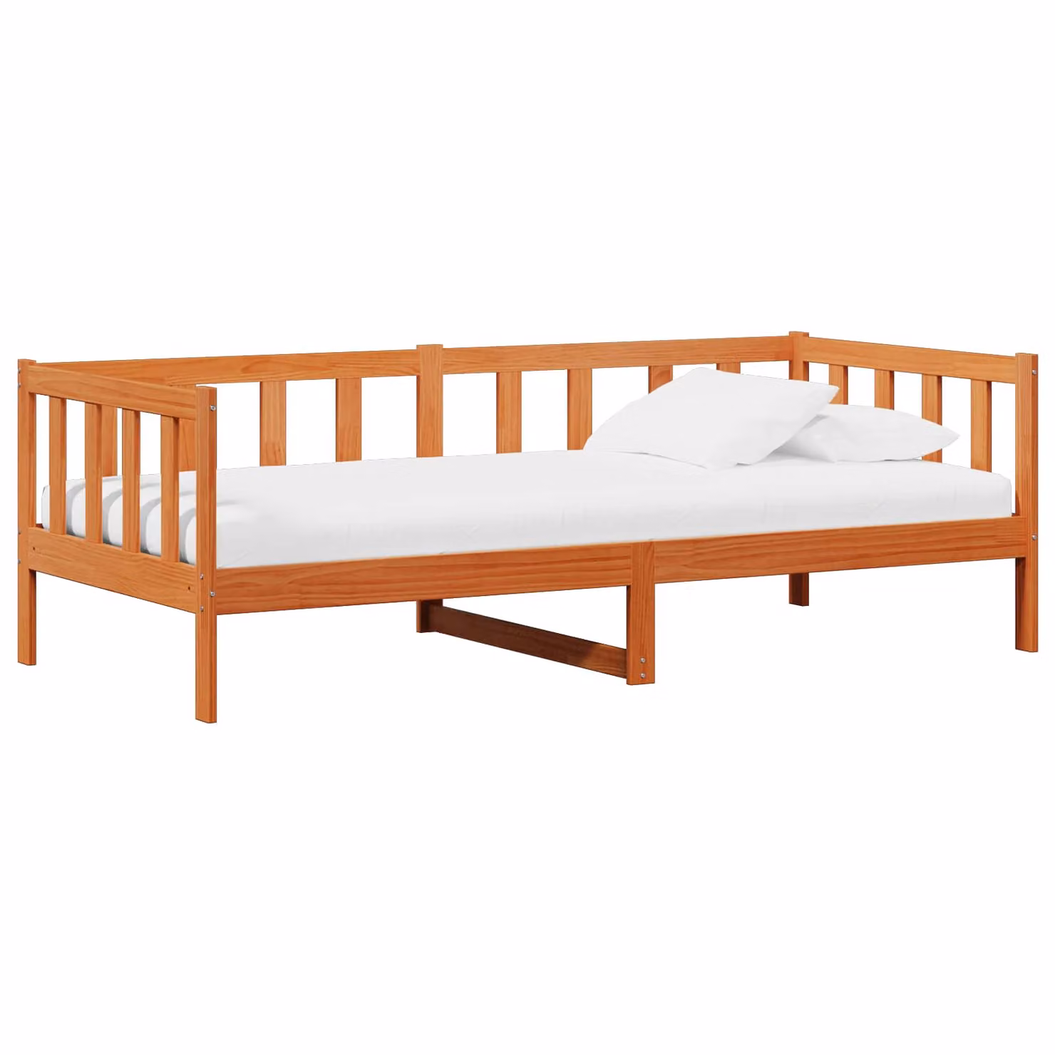 Letto giorno vidaXL in legno di pino con testiera, Marrone cera e Bianco, L 90 x P 200 cm