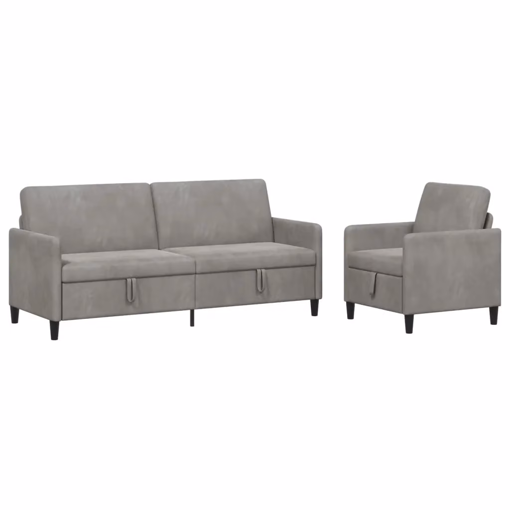 Set di Divani Moderni vidaXL con Seduta Sollevabile e Coperture Rimovibili, Grigio e Nero – 2