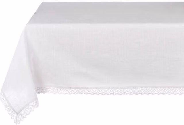 Tovaglia in cotone bianca con pizzo Collezione Dentelle Blanc Mariclò L: 280 cm x P: 160 cm