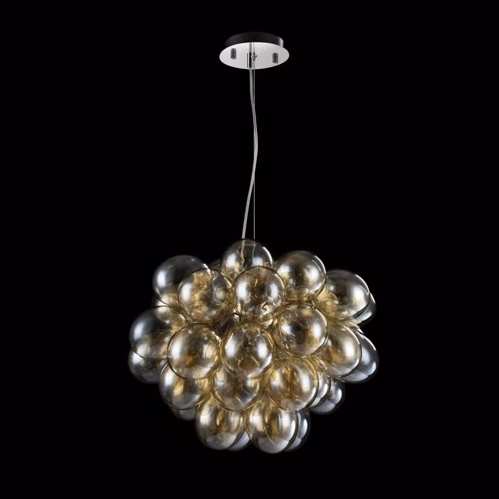 Lampadario a sospensione Maytoni Balbo MOD112-08-G in metallo argento e vetro trasparente, 8xG9, Ø 50 cm – 2