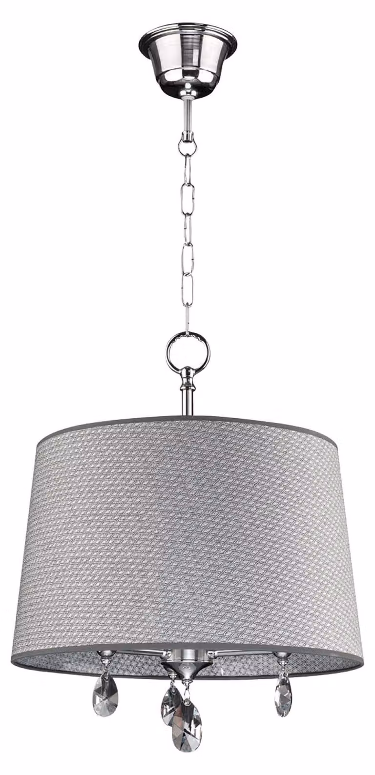 Lampada a sospensione EGIDA cromata-grigia 3xE27x40W in tessuto, dimensioni: 70x40x40 cm, IP20 Jupiter