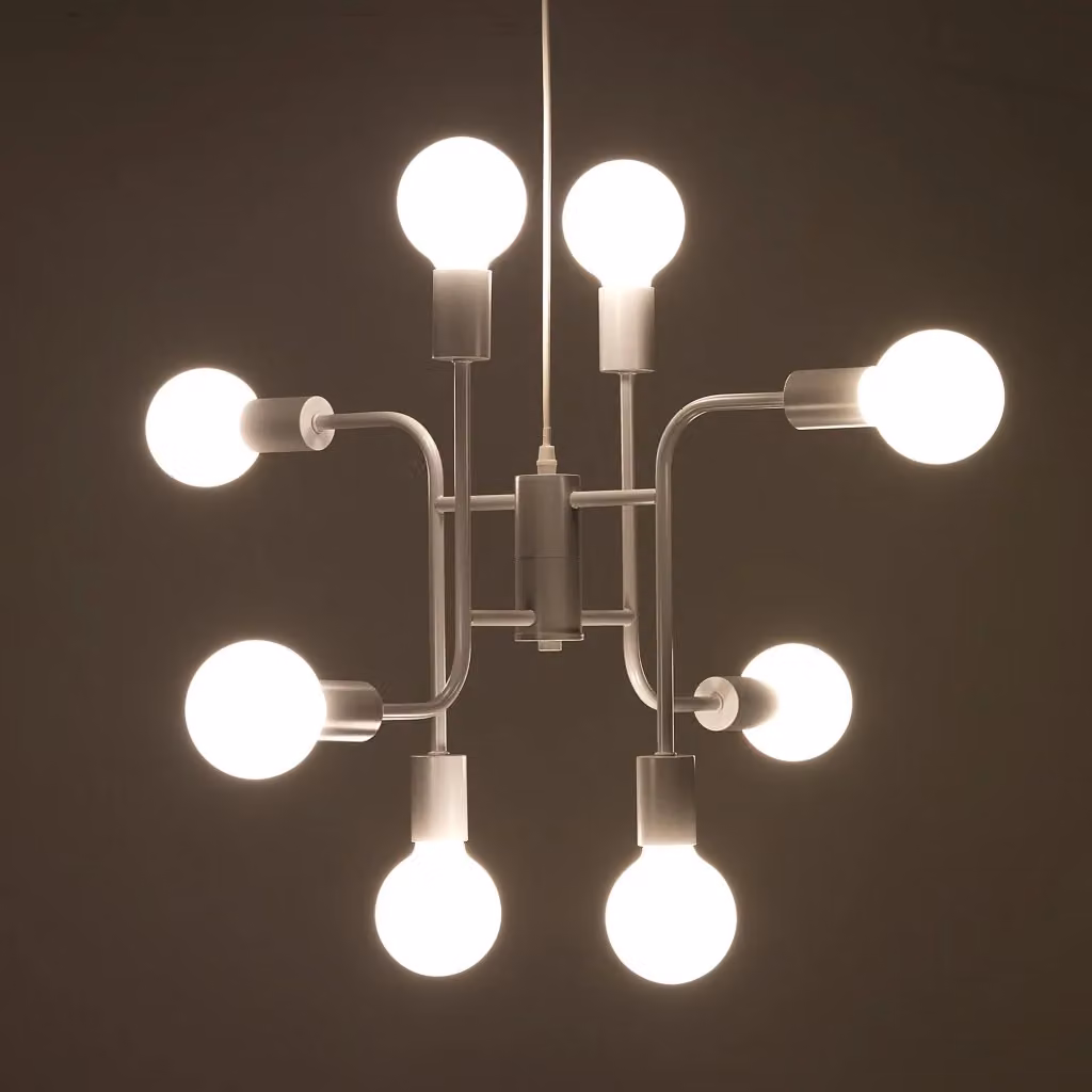 Lampadario da soffitto moderno ORESTELUCHETTA in metallo bianco con altezza regolabile, H 43 x L 59 x P 59 cm – 2