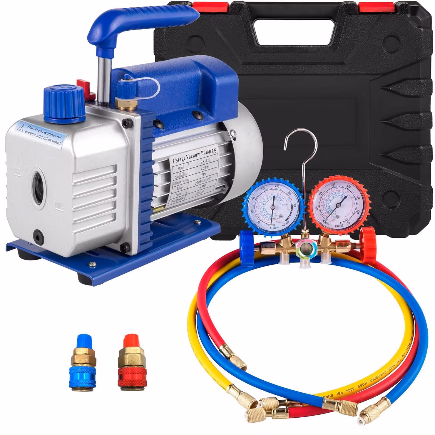 Pompa del vuoto per climatizzatori - Capacità: 4 CFM - Potenza: 1/3 HP - Tensione: 220V - Corpo in alluminio