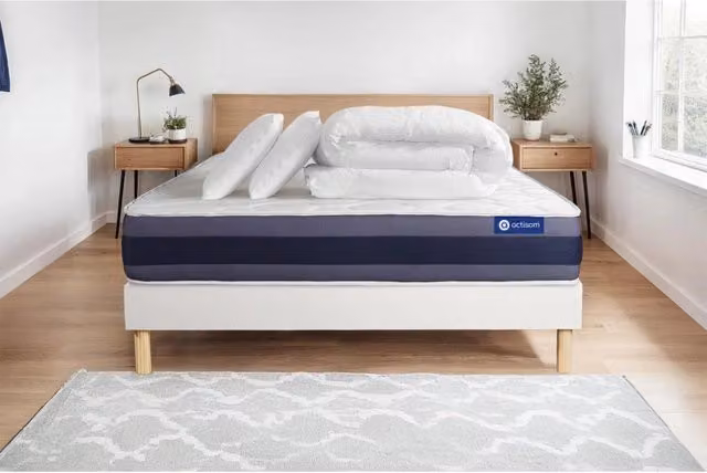 Pacchetto letto completo - Materasso 180x200cm + Box spring con doghe (kit) + 2 cuscini + Piumino - Actilatex Morpho
