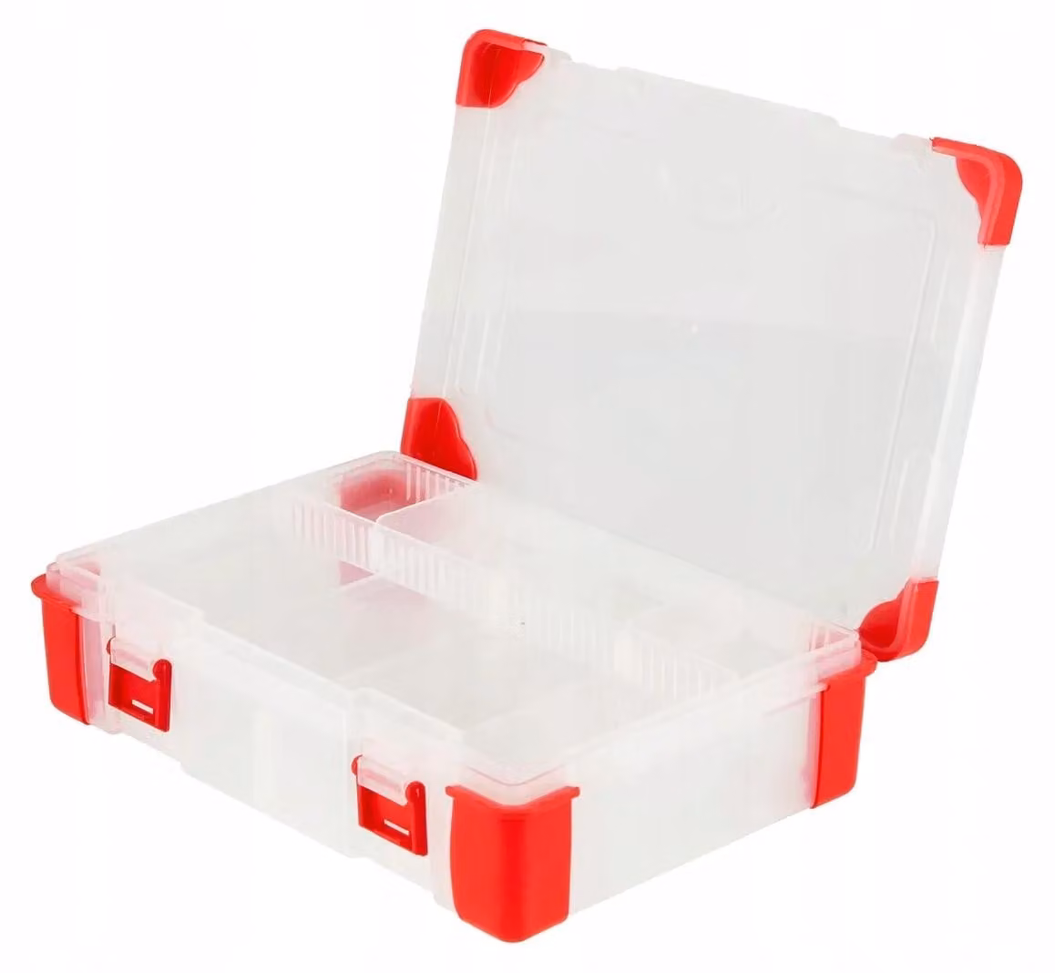 Schmith: Scatola organizer per utensili, valigetta, 23,5x16,5 cm, con angoli in gomma, contenitore in plastica per piccoli oggetti, cassetta per attrezzi, scatola per assortimenti, contenitore con scomparti, scatola di stoccaggio