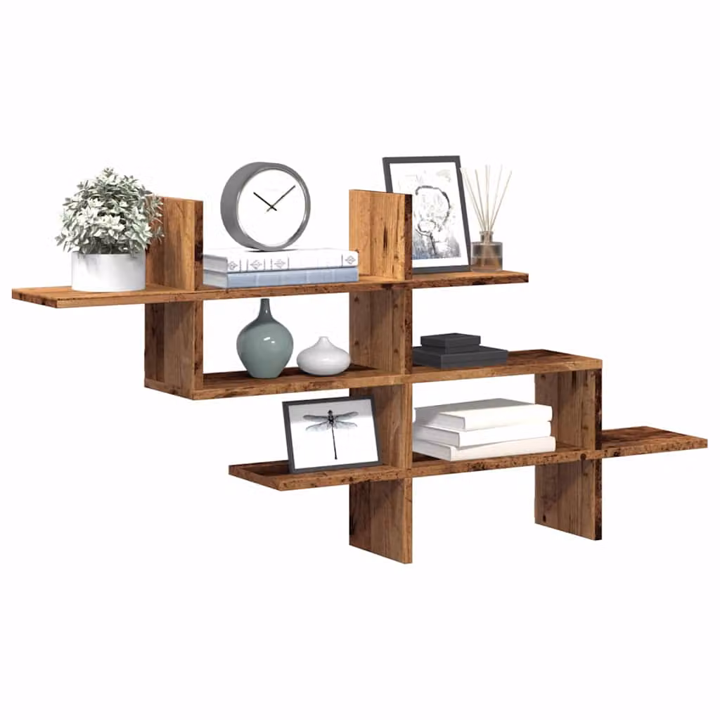 Scaffale a Parete vidaXL in MDF Effetto Legno Vecchio Marrone L: 124,5 cm, P: 18 cm, H: 60,5 cm