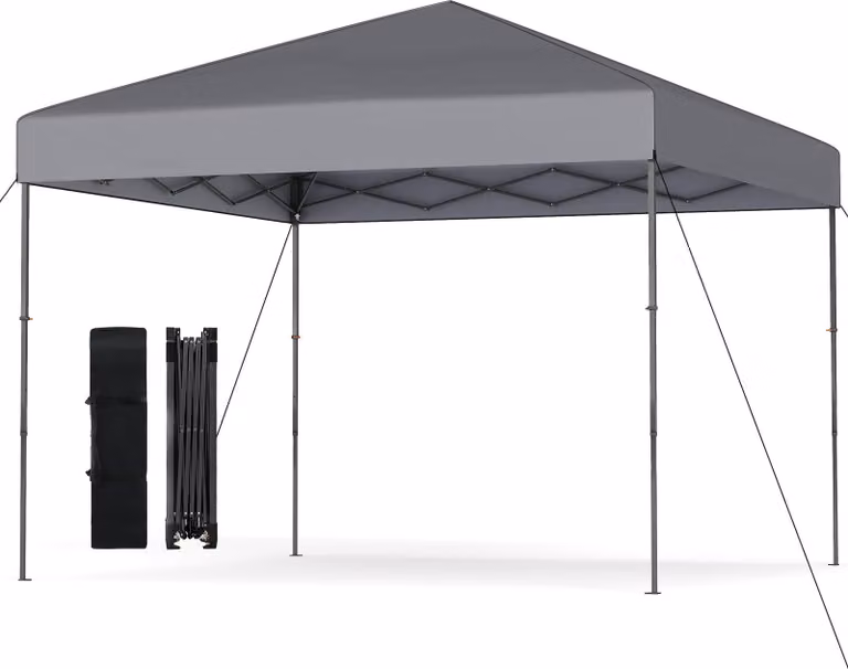 Gazebo COSTWAY 3x3m, gazebo pieghevole pop up regolabile in altezza con borsa per il trasporto, 8 picchetti e 4 corde per il vento, gazebo da giardino UV50+, gazebo pieghevole per feste grigio