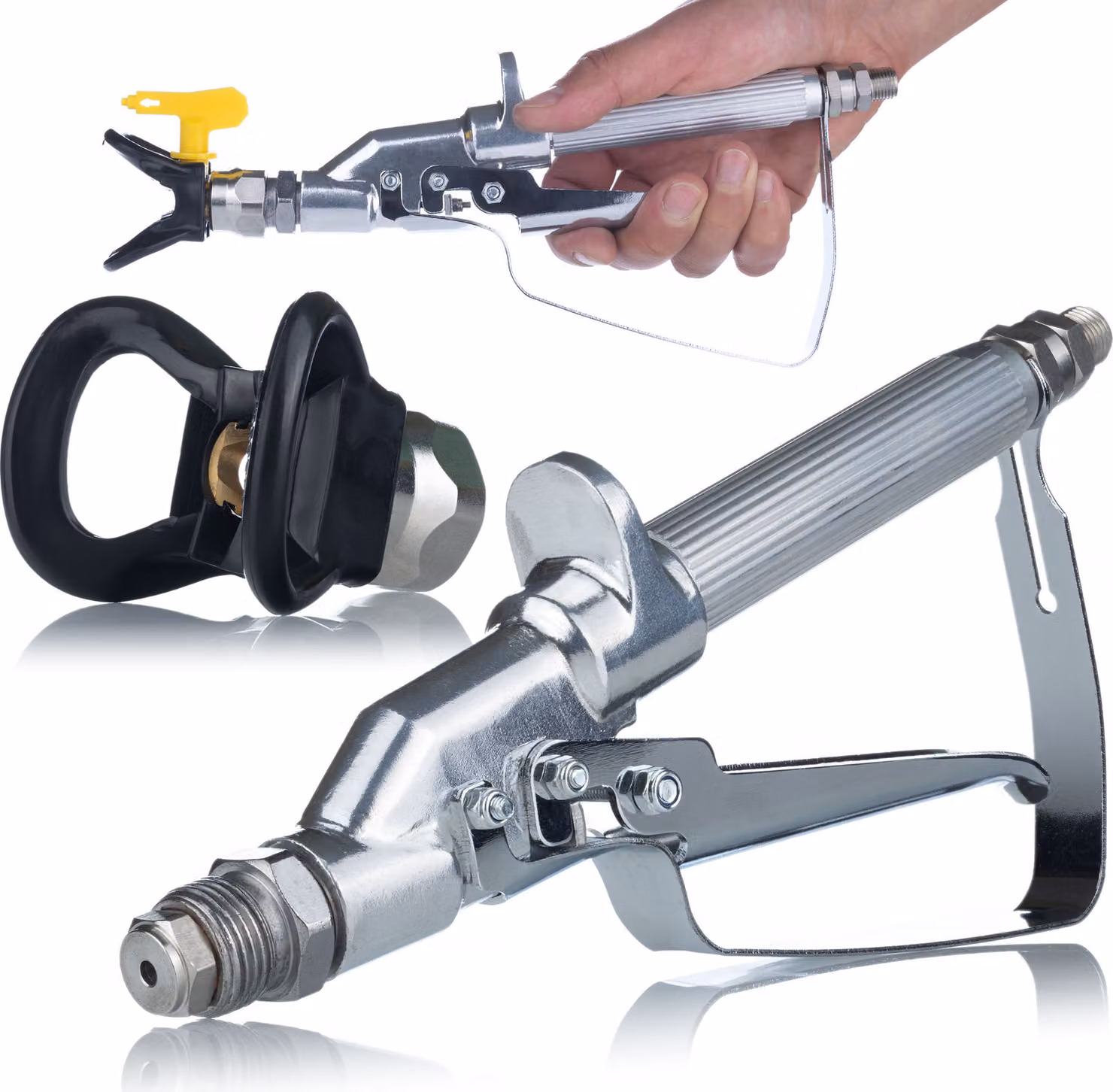Rosfix Pistola a Spruzzo per Vernice UltraSpray PMLRUS01 – 250 bar, Attacco da 1/4”, Grilletto a 4 Dita, Filtro | Per Spruzzatori Airless