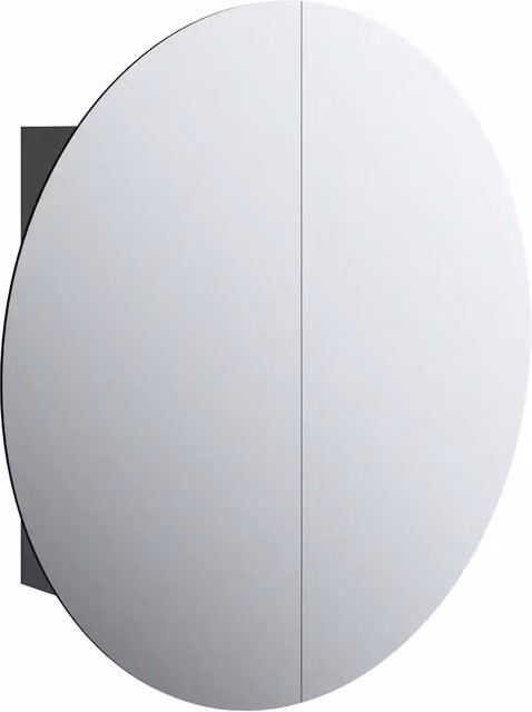 Armadio da Bagno | Mobile da Bagno con Specchio Rotondo e LED Nero 54x54x17,5 cm