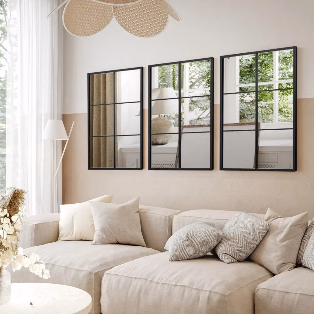 Specchio da parete rettangolare moderno DESIGN IN con cornice in metallo a 3 strati, Nero – 2