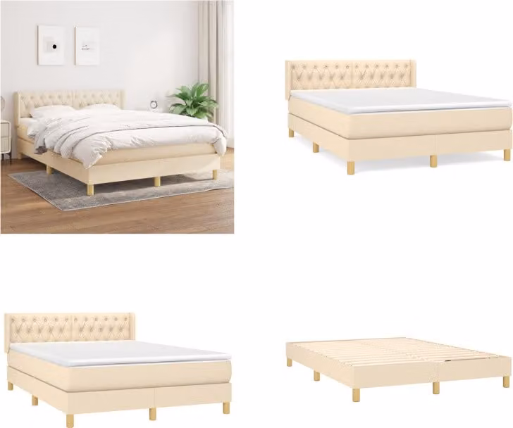 vidaXL Letto boxspring con materasso in tessuto crema 140x190 cm - Letto boxspring - Boxspringbetten - Bett - Schlafzimmermöbel