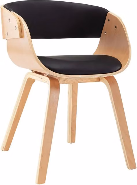 Sedia da pranzo moderna in legno e similpelle nera e marrone per cucina e sala da pranzo