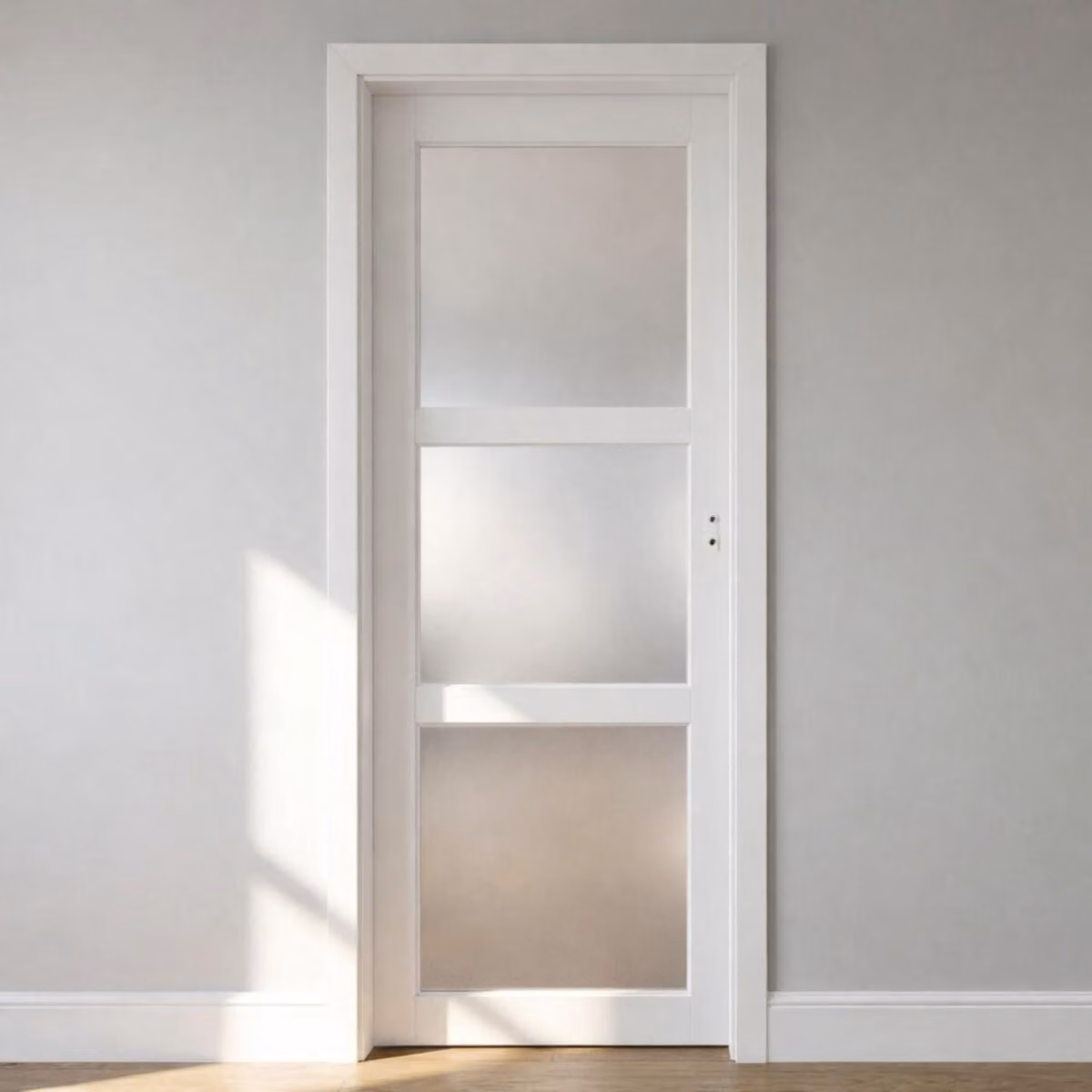 Blocco porta Kenya bianco vetro H204 x L73 cm cornice quadro P. sinistra GD MENUISERIES