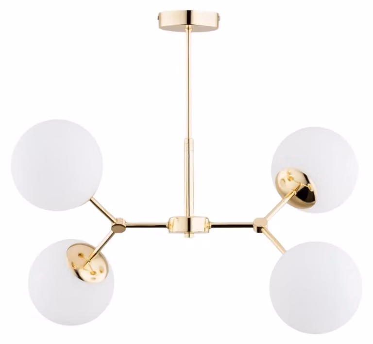 Lampada a sospensione FOTON oro-bianca 4xE14x10W in vetro, dimensioni: 51x38x60 cm, IP20, Alfa