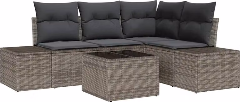 Set Divano da Giardino Grigio chiaro polyrattan