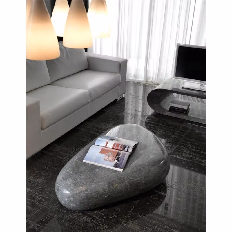 Tavolino Sasso Big Stones in pietra naturale grigia, L: 123 cm, P: 74 cm, H: 27 cm – 2