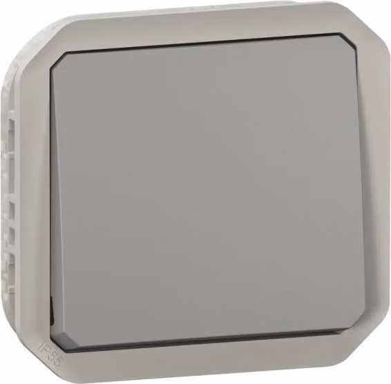 Legrand PLEXO Nuovo inserto, pulsante, 10 A, terminali a innesto (SL), IP55 grigio, 069540L