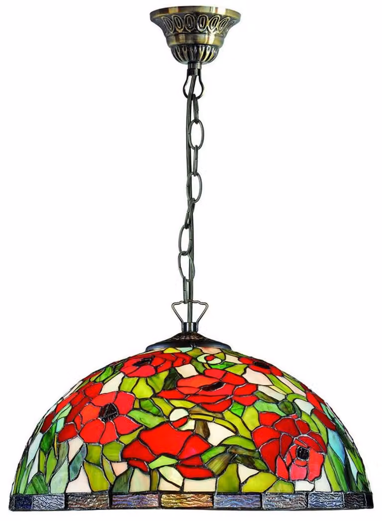 Lampada a sospensione Casa Padrino Tiffany, design a forma di rosa, multicolore, diametro 40 cm, altezza 95 cm - Lampada in vetro
