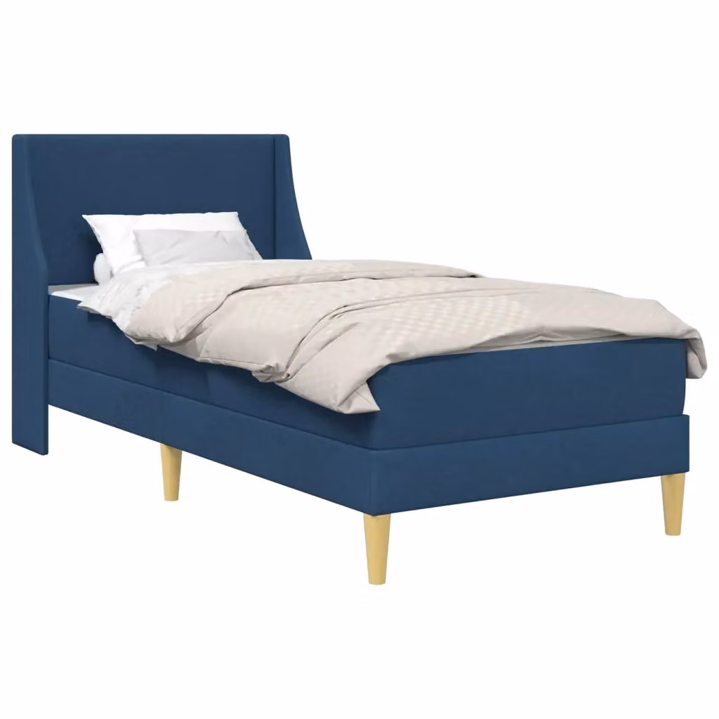 Letto moderno con struttura imbottita e materasso vidaXL in tessuto blu, dimensioni 80 x 200 cm – 2