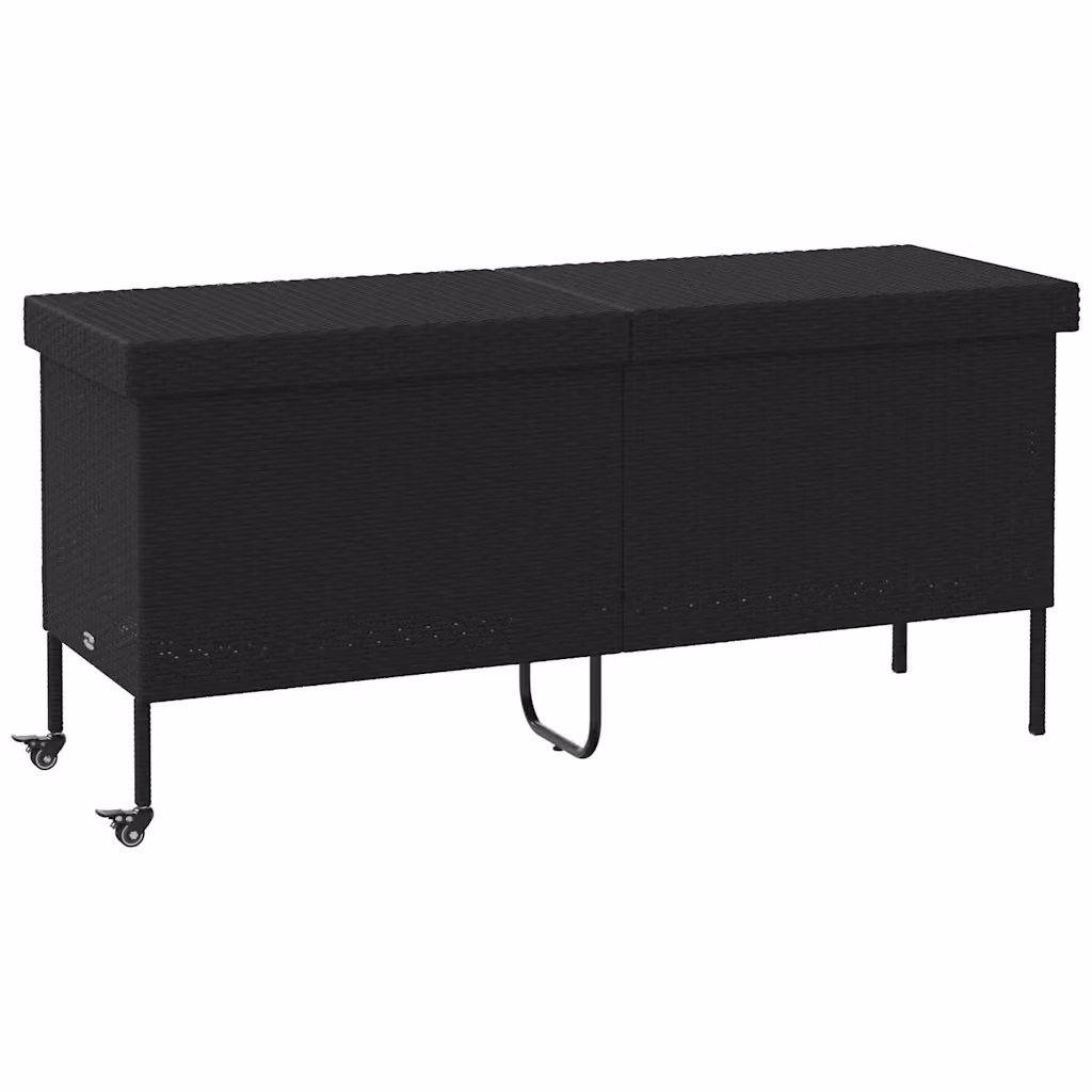 Contenitore da giardino con ruote vidaXL in rattan e metallo nero L: 160 cm, P: 55 cm, H: 75 cm – 2