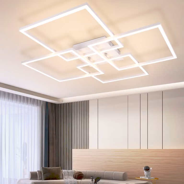 ZMH plafoniera LED soffitto soggiorno 4 cornice bianca 32W 3000K bianco caldo sala da pranzo lampada rettangolare per camera da letto