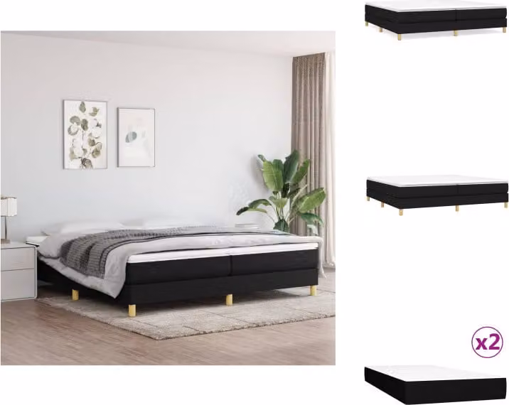 vidaXL Letto a molle con materasso nero 200x200 cm in tessuto - Letti e strutture letto