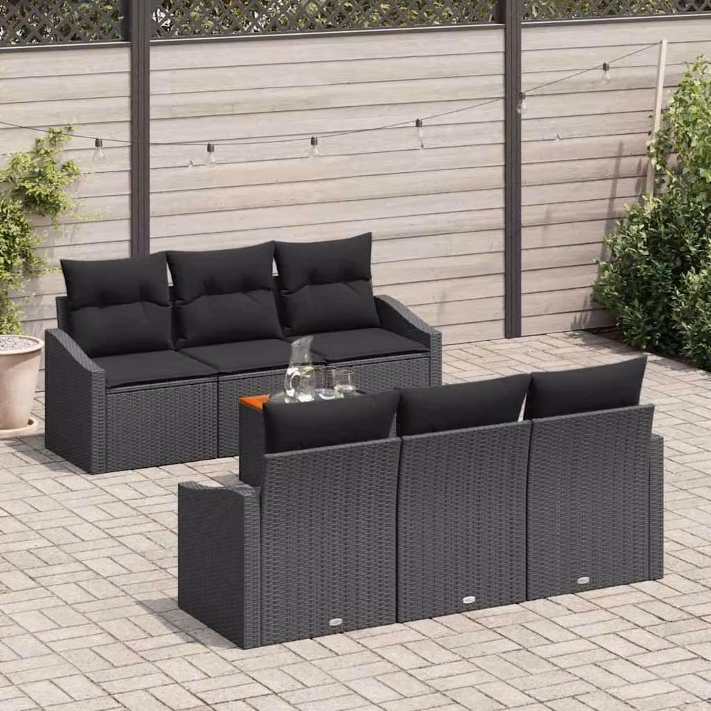 Maison Exclusive - Set Divano da Giardino con cuscino 7 pcs Nero polyrattan
