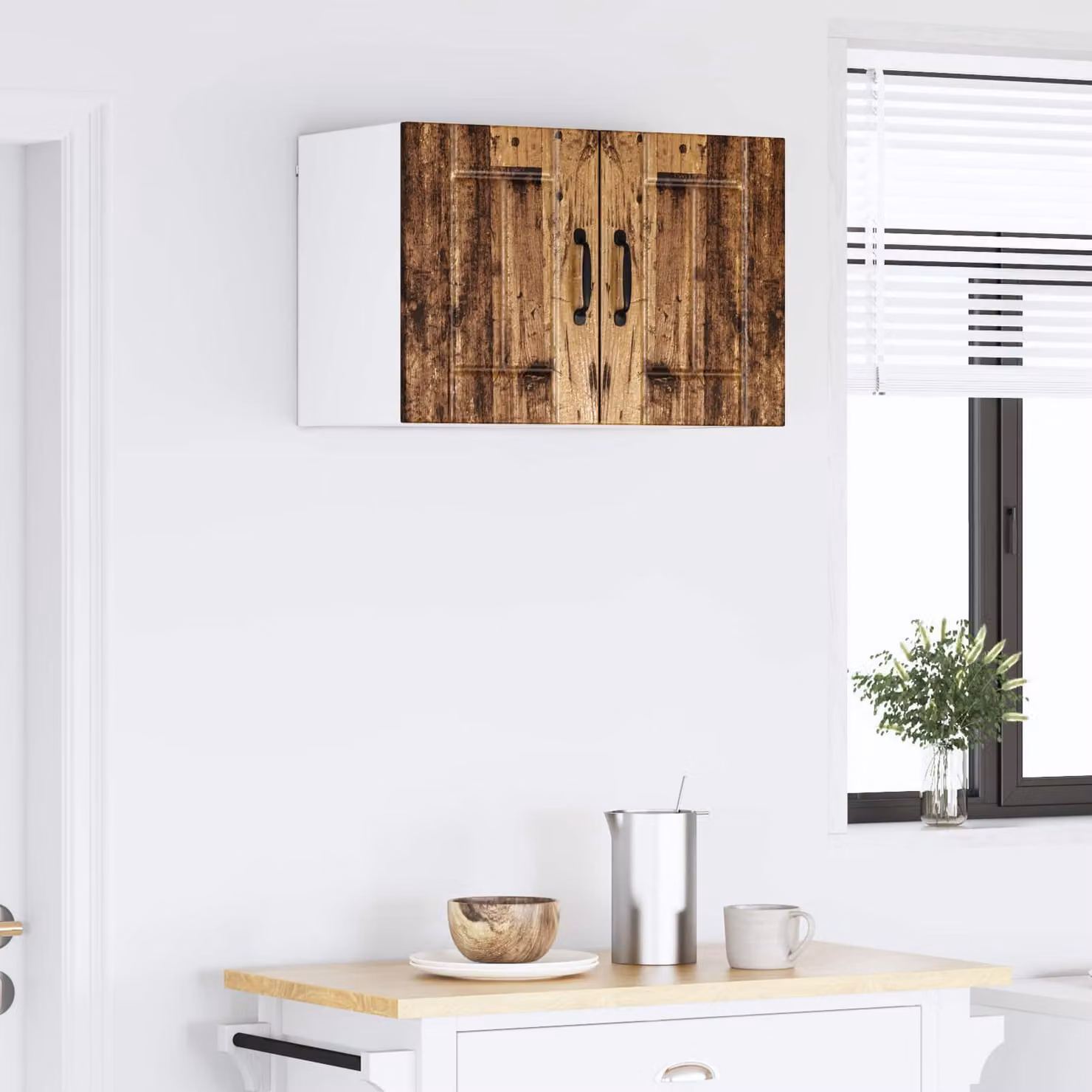 Set di 2 armadietti a muro LUCCA vidaXL in legno marrone per cucina con ante a battente e ripiani interni L/P/H: 40 x 31 x 30 cm