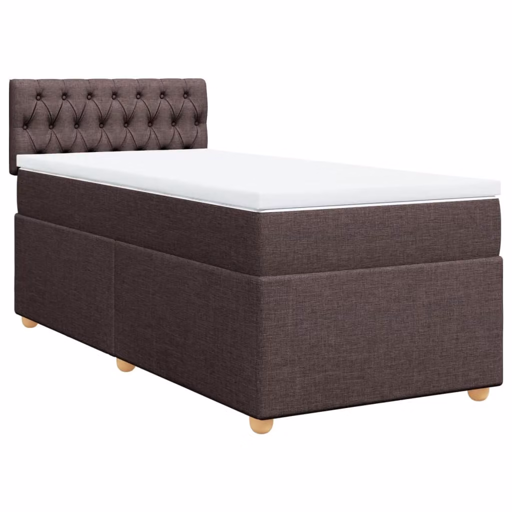 Giroletto a Molle con Materasso Marrone Scuro 90x200 cm Tessuto