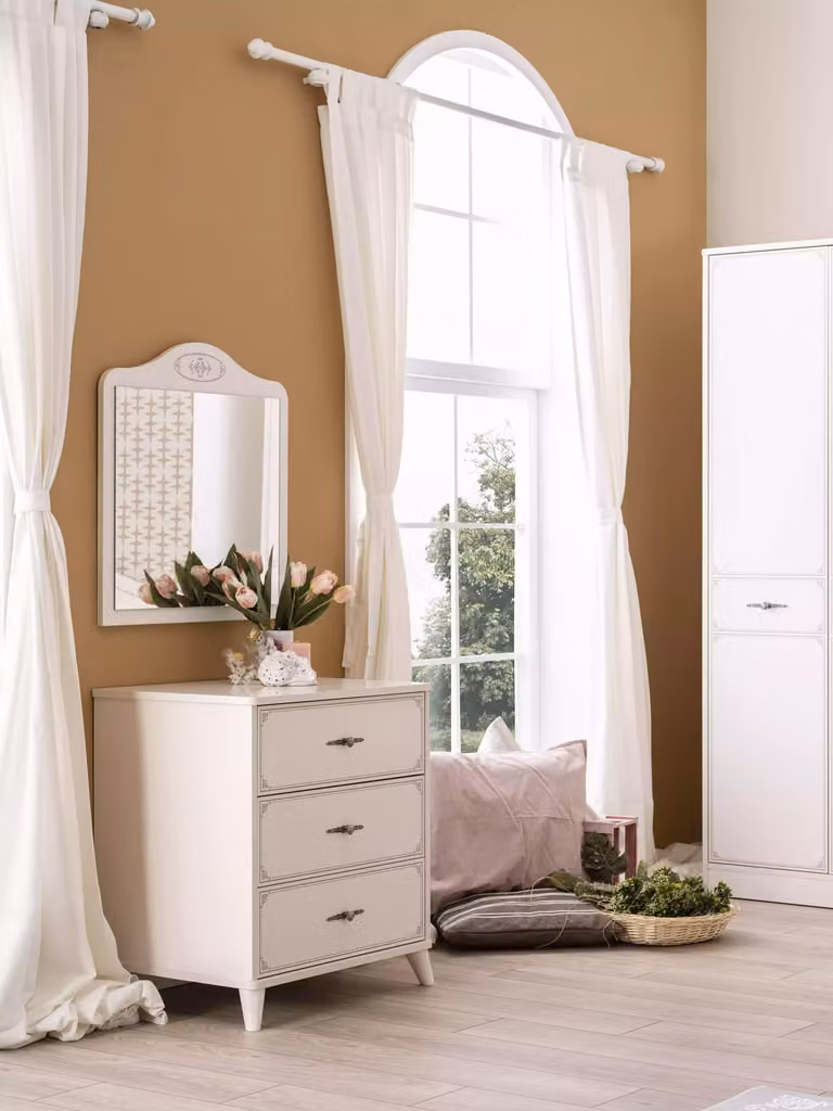 Gruppe Kommode mit Spiegel Schrank Holz Kommoden Sideboard Weiß Luxus