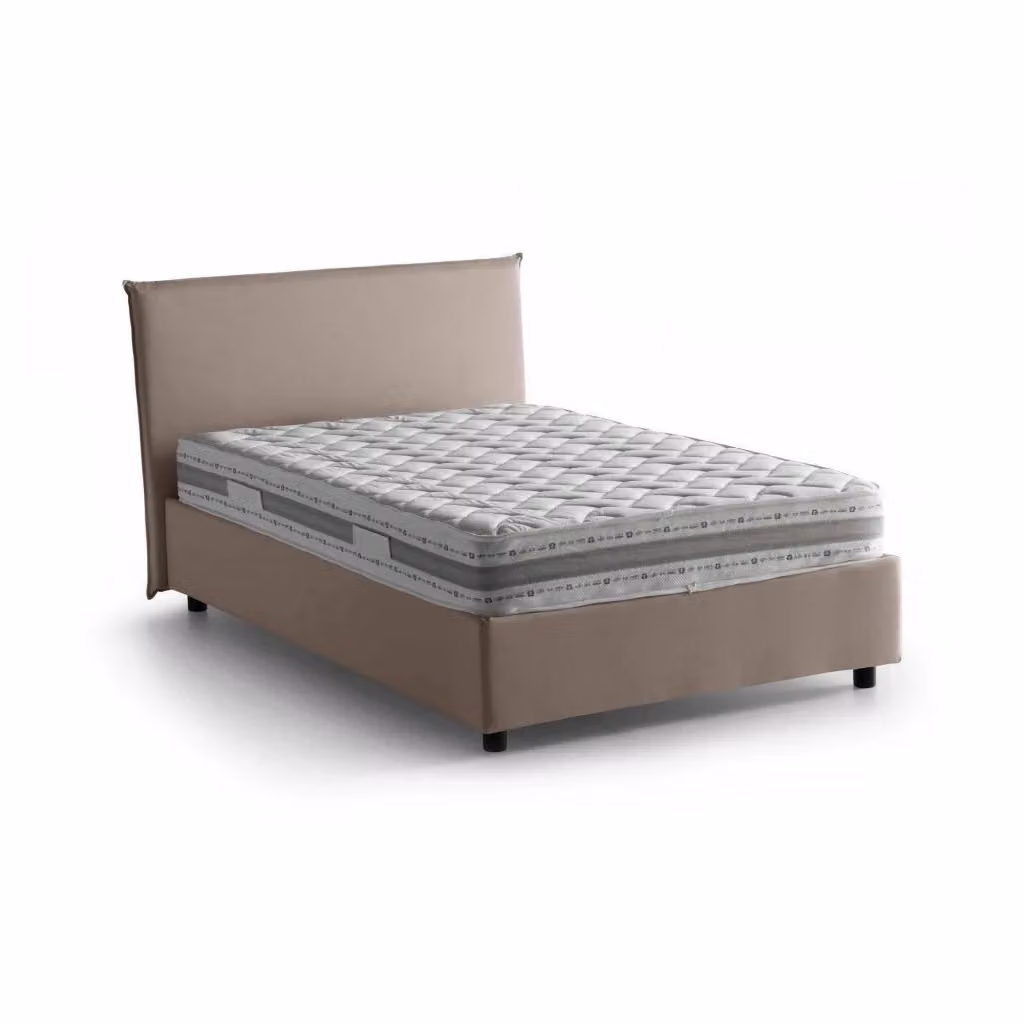Letto Alvino Talamo Italia con contenitore a sollevamento e materasso incluso, Grigio, L 120 x P 200 cm – 2
