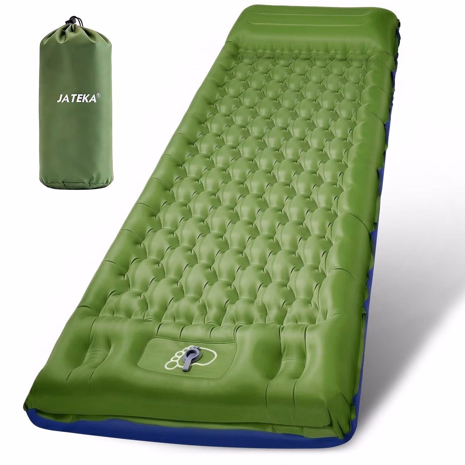 Omgoods - Materassino gonfiabile per campeggio, extra grande, con cuscino integrato - Ultraleggero