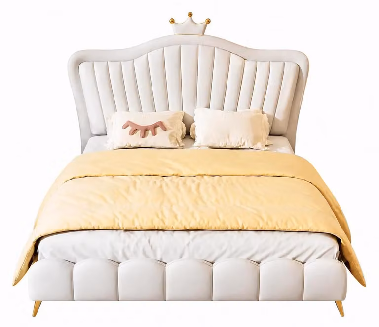 Letto per bambini bianco in pelle, modello "letto a baldacchino", mobili per bambini