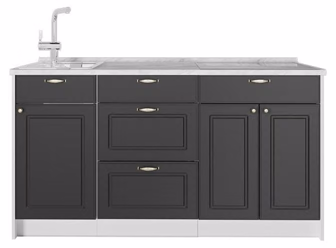 Cucine componibili piccole Vicco Fame-Line Oro-antracite rustico 150 cm, PL Marmo, Model 65315