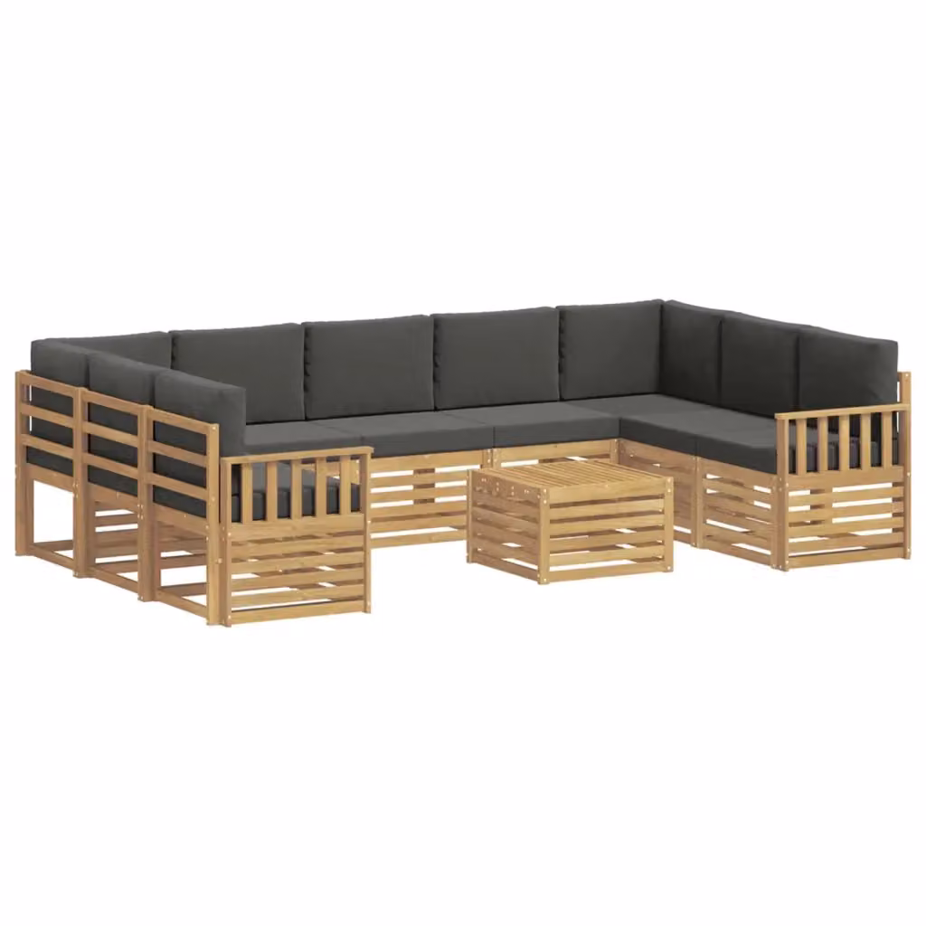Set di divani da esterno vidaXL in legno di acacia con cuscini, Bianco e Antracite – 2