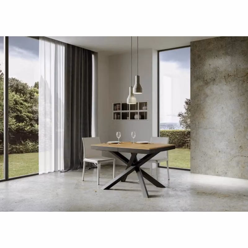 Tavolo allungabile Itamoby Volantis Evolution con telaio Antracite e piano Quercia Natura L/P: 120 x 90 cm, estensibile fino a 380 cm – 2
