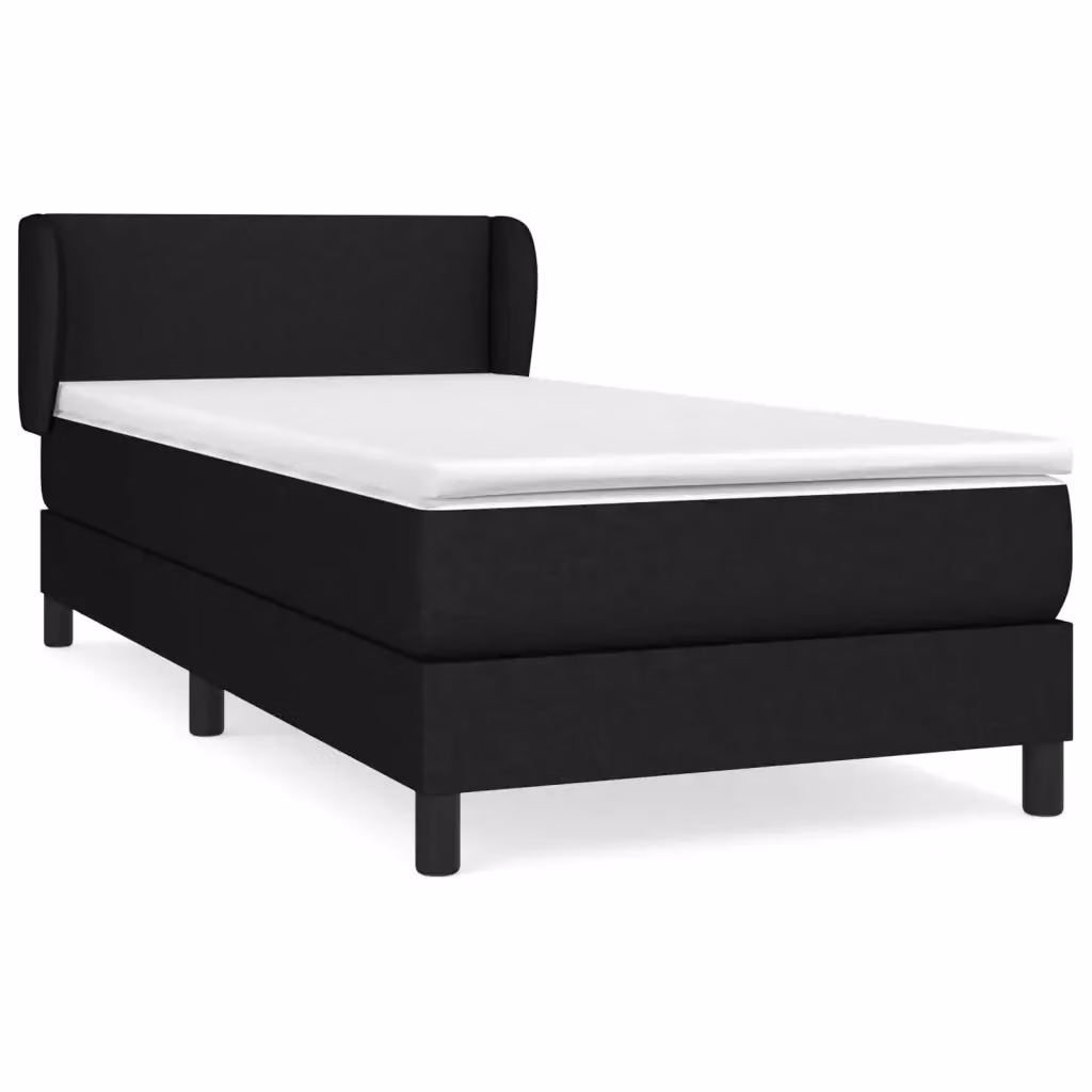 Letto Ibrido vidaXL con Giroletto a Molle e Materasso Nero in Tessuto L/P/H: 90 x 200 x 23 cm – 2