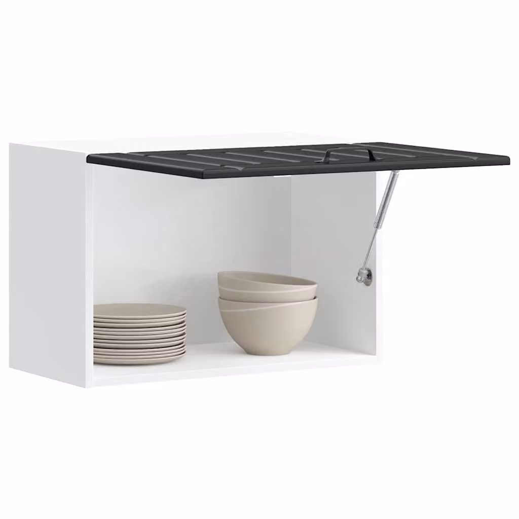 Pensile da cucina moderno vidaXL con ante in vetro, nero e bianco, L: 60 cm, H: 40 cm, P: 31 cm