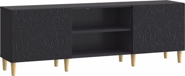Mobile TV e Credenza Design In in stile Vintage, Colore Nero, L 150 x P 31 x H 50 cm – 1