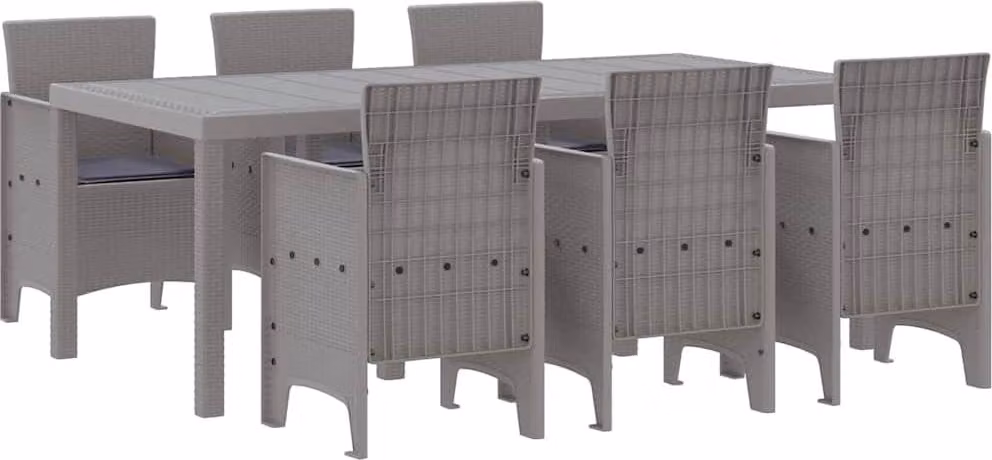 Set da Pranzo per Giardino 7 pcs Grigio chiaro Polipropilene