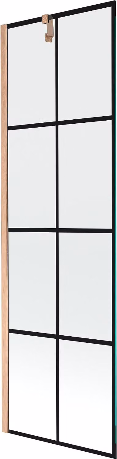 Mexen Next paravento per doccia 1 anta 60 x 150 cm, griglia nera, rame spazzolato - 895-060-000-00-77-65