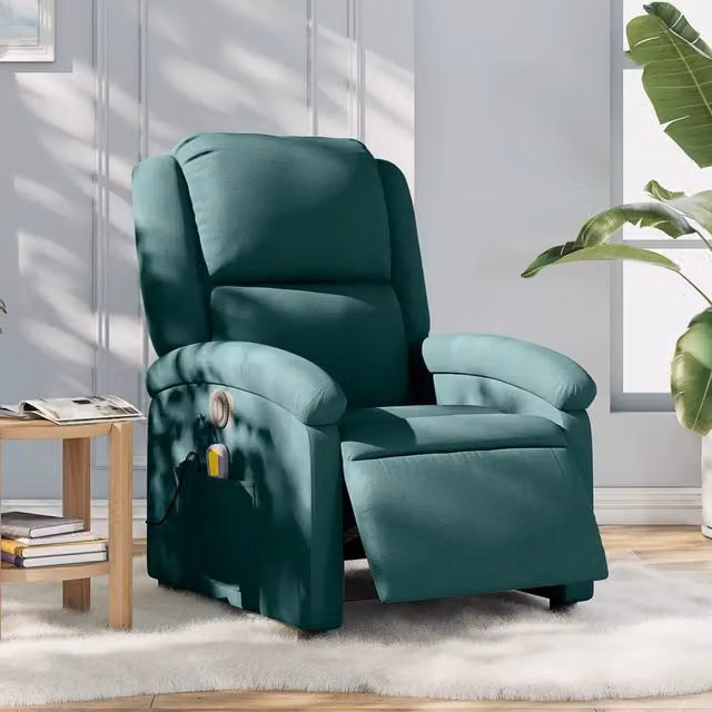 Poltrona Reclinabile Relax vidaXL in Tessuto Verde con Braccioli