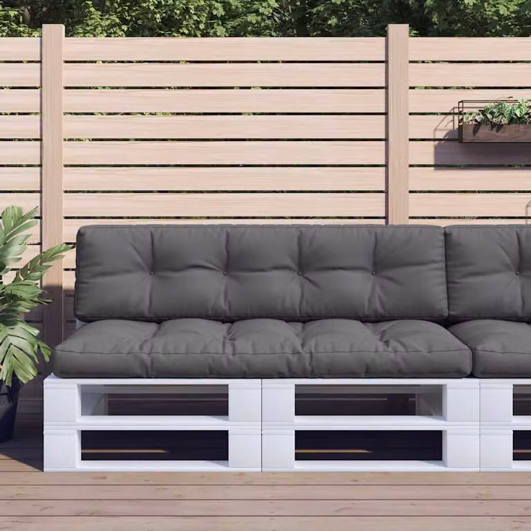 Set di 2 cuscini per pallet vidaXL in poliestere colore antracite, impermeabili e resistenti ai raggi UV, L/P/H: 150 x 150 x 12 cm