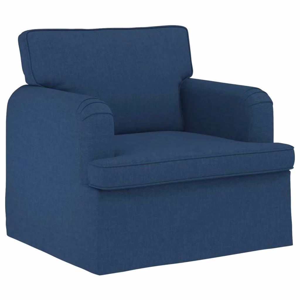 vidaXL Divano Blu in Tessuto con Struttura in Metallo e Rivestimenti Rimovibili L: 84 cm, P: 80 cm, H: 85 cm – 2