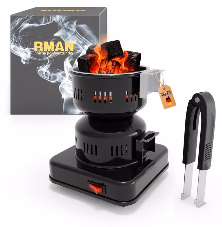 Accenditore elettrico per barbecue con manico removibile e cestello per il carbone
