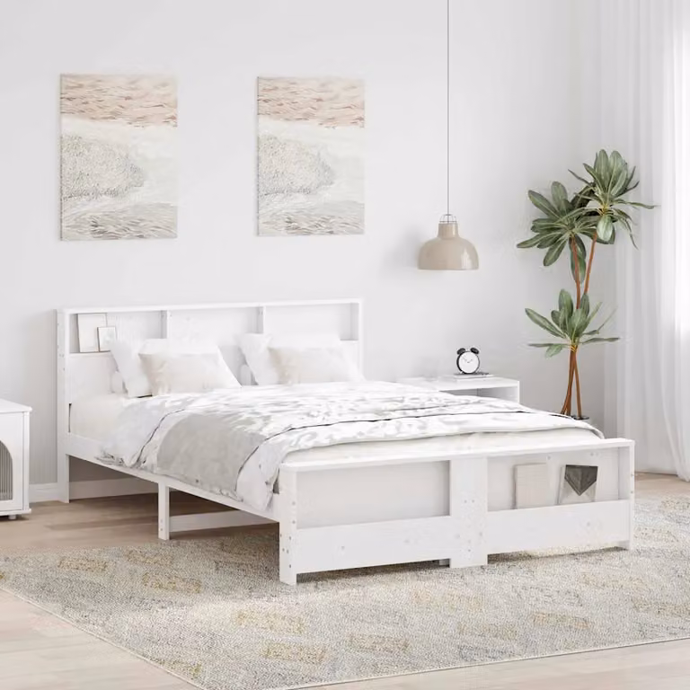 Struttura del letto vidaXL in legno di pino massiccio bianco 140 x 200 cm