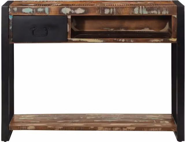 Tavolo Consolle Multicolore in Legno Massello Rustico vidaXL L: 100 cm, P: 35 cm, H: 75 cm – 1