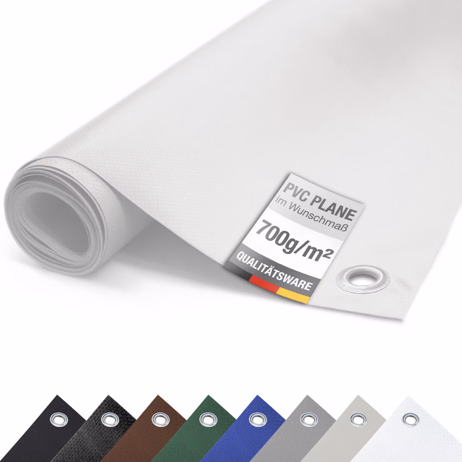 Telone PVC camion 700g/m² CON OCCHIALI Telone protettivo opaco antistrappo stabile (bianco, 2,5m x 11m)