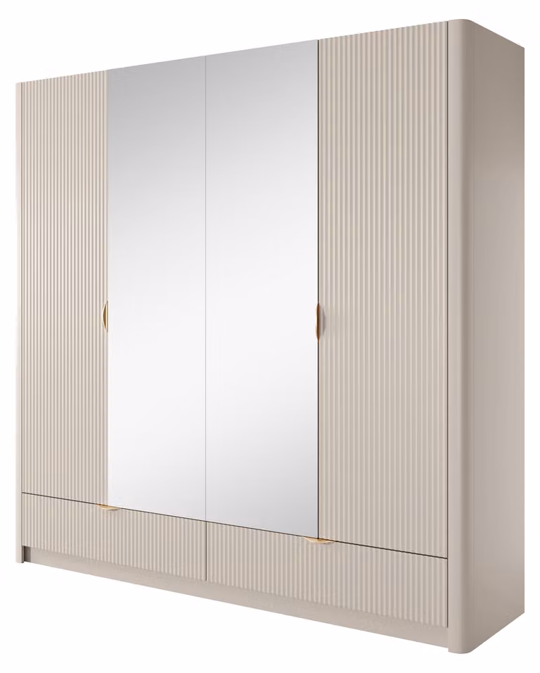 Armadio con specchio: beige, dimensioni 213 x 54, 6 x 208 cm
