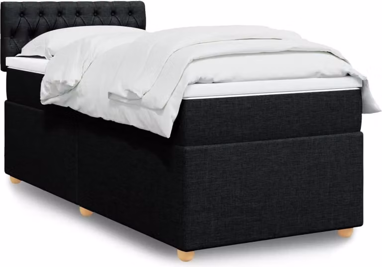 Maison Exclusive - Letto a Molle con Materasso Nero Singolo in Tessuto
